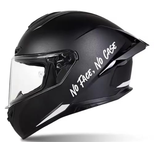 STICKY DUDE No Face No Case Motorcycle Helmet Sticker Biker Rider, 8.66x1.32in (White)
