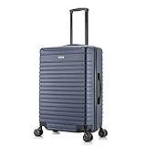 InUSA DEEP Luggage with GEL Handle | Spacious Traveling Suitcases, Travel Suitcase with Dual Spinner Wheels and Studs | 24 Inch Medium Hardside Luggage | Blue