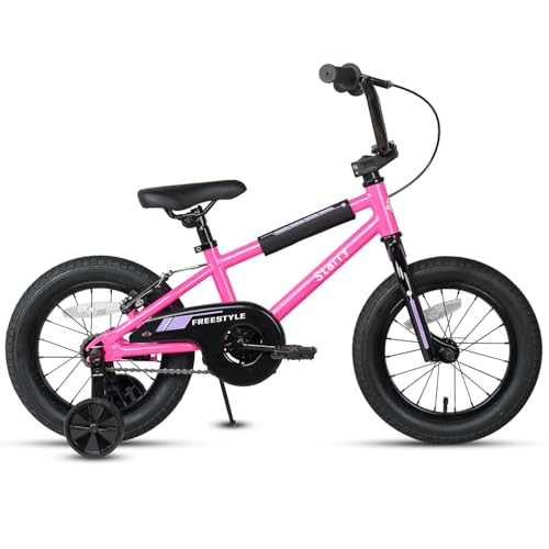 Image of 12 14 16 18 Inch Kids Bike BMX Style Bicycle with Training Wheels Coaster Brake for 2-10 Years Old Toddlers Boys Girls Multiple Colors