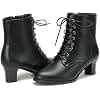 COOLCEPT Damen Vintage Viktorianisch Stiefel Schn&uuml;ren Blockabsatz Ankle Stiefel 70s Steampunk Stiefeletten Rei&szlig;verschluss Black Gro&szlig;e 39
