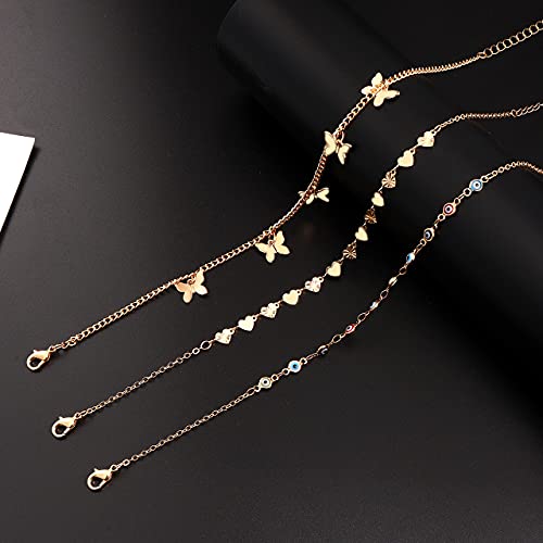Cealxheny Anklets For Women Cute Charms Butterfly Ankle Bracelets Colorful Rhinestone Anklets Bohemia Layering Chain Anklets For Girls Summer Beach Foot Jewelry Set (Multicolored 3) #TOP4
