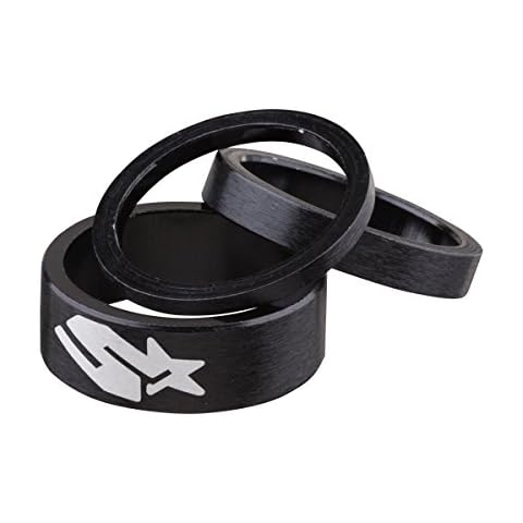 Spank Spacer Kit (Black, 3/6/12mm) Bike Headsets & Accessories, Bike Headset Spacer, Bicycle Headset Spacer for 1 & 1/8 Inch Stem, Aluminium Alloy Bike Stem Spacers for MTB BMX Mountain Road Bikes Cover