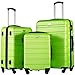 Coolife Luggage 3 Piece Set Suitcase Spinner Hardshell Lightweight TSA Lock (apple green2)