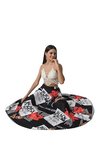 Image of VAGISHA Printed Casual Long Western Skirts for Women's & Girls |Stretchy Flared Maxi Skirt|Elastic Waist Skirts|Western Ethnic Skirts