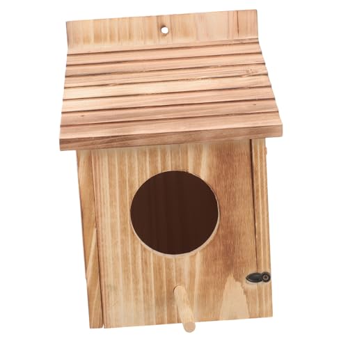 HYTROVE 木製ガーデン吊り下げ式野鳥用フィーダーハウス 鳥の巣箱 屋外装飾用 コン コカティル用