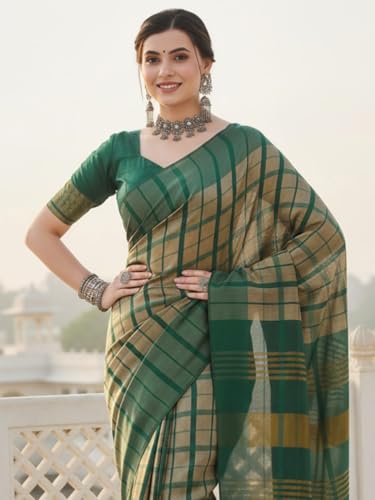 Image of AKHILAM Women's Kanjivaram Woven Soft Silk Saree With Blouse Piece