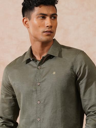 Image of WROGN Men's Linen Blend Shirt | Solid Styles | Slim Fit