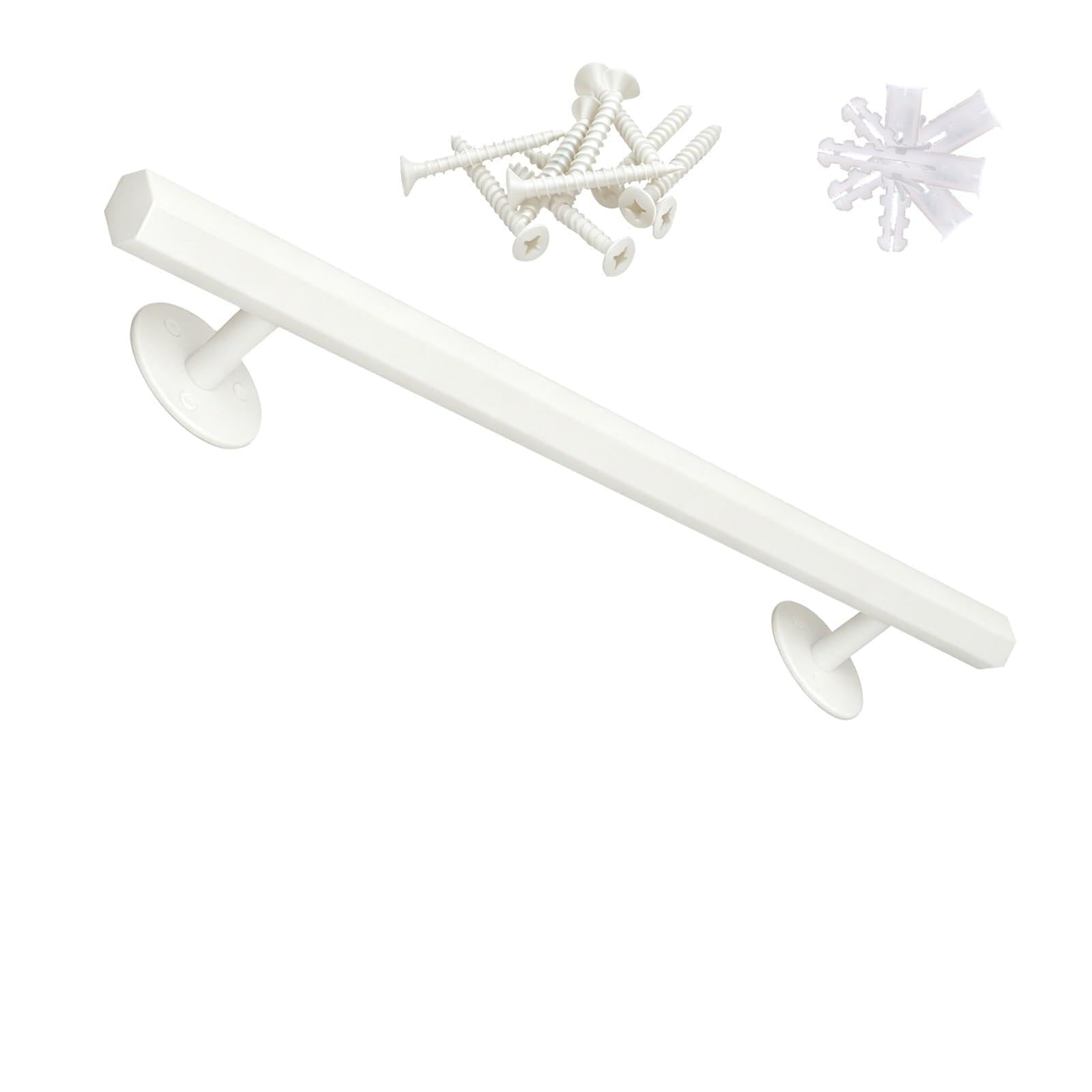 Lmvyuvlf White Wall Mount Stair Handrail, Wrought Iron Steps Baluster,Barrier-Free Staircase Grab Bar,4.5Cm Wall Clearance & 8Cm Round Base(,100Cm/3.3 Ft)
