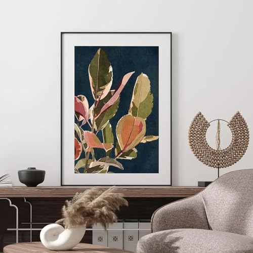 Art mural pour décoration de chambre chic avec impressions plantes bleues