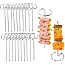 Ouliget Metal Standing Kebab Skewers,Stainless Steel Skewers Air Fryer Skewers,Reusable BBQ Accessories Vertical Skewer Sticks for Fruit Meat BBQ Kabob,18 Pieces,4Inches