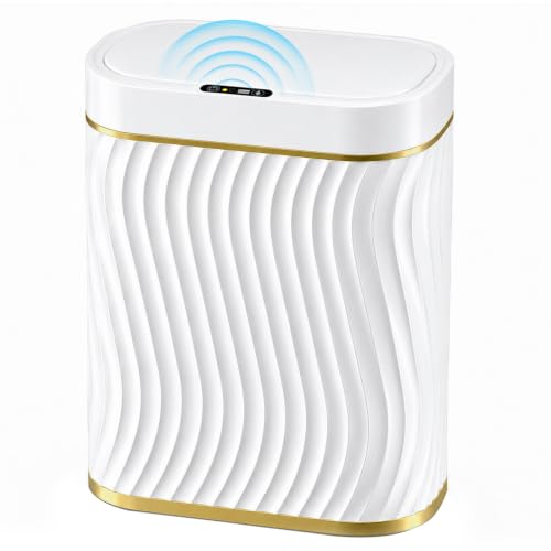 Image of Ogikey Bathroom Trash Can with Automatic Touchless Lid, 5 Gallon Smart Garbage Can Narrow Waterproof Trash Bin for Bedroom, Office, Living Room (5 Gallon-White)