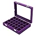 Produktbild Zice-Samt-Glas-Schmuck-Box, für Ringe, Ohrringe, 24 Schlitze violett