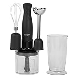 Salter EK2827BMBLK Kuro - Juego de licuadora 3 en 1, funciones de batido, mezcla y picado, cuchillas de acero inoxidable, máquina para hacer sopa con 2 velocidades, procesador de alimentos sin BPA con