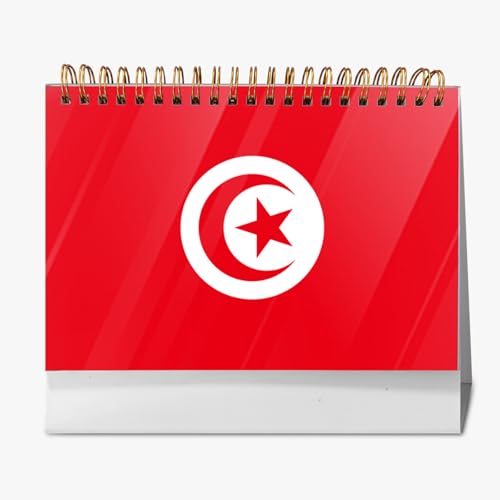 2026年 卓上カレンダー チュニジア 国旗 月間カレンダー ページめくり 新日本カレンダー 実用性 文房具 360°書き込み 小型 デスクトップ おしゃれ 計画整理 プレゼント 2025年9月?2026年12月