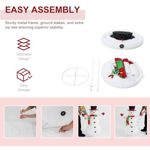 Glitzhome 47.25 Inch H Lighted Christmas Snowman, 3D Foldable Fabric Outdoor Decor With Colorful Bulbs Holiday Lawn Ornament Yard Decoration Outdoor And Indoor Use Long-Lasting thumb #3