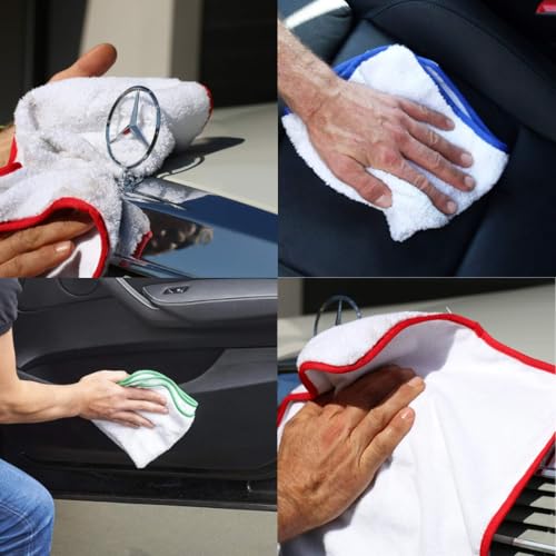 Image of Ultrafine Microfiber Cloth (2 x Pack of 3pcs) - 16 x 16 /40x40 cm, 85 /15 Polyester-Polyamide, Ultra-Soft, Lint-Free Buffing, Glass Cloths, Color-Edged, Rounded Corners, Professional Finish