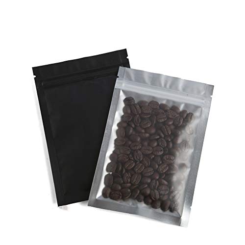 100 Pieces Resealable Mylar Ziplock Food Storage Bags with Clear Window Coffee Beans Packaging Pouch for Food Self Sealing Storage Supplies