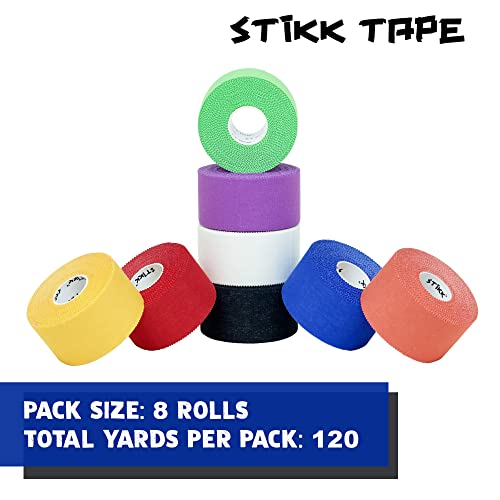 Stikk Multi Color Athletic Tape 8 Pack 1.5" X 15 Yard Rolls (45 Feet) #TOP2