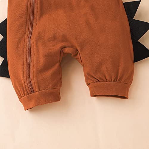Baby Boy Girl Dinosaur Hoodie Romper Onesie Jumpsuit Outfits Infant Boy Girl Rabbit Crawling Suit Set (Yxx001D-Dinosaur Short Brown, 9-12 Months) #TOP5