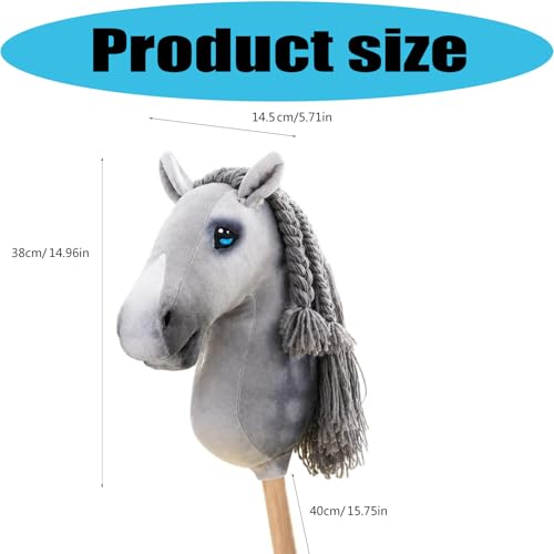 Hobby Horse cabeza de caballo gris con ojos azules para disfraces y juegos 2
