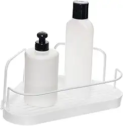 Suporte Organizador de Canto para Porta Shampoo Wave, Metaltru, Branco com Branco