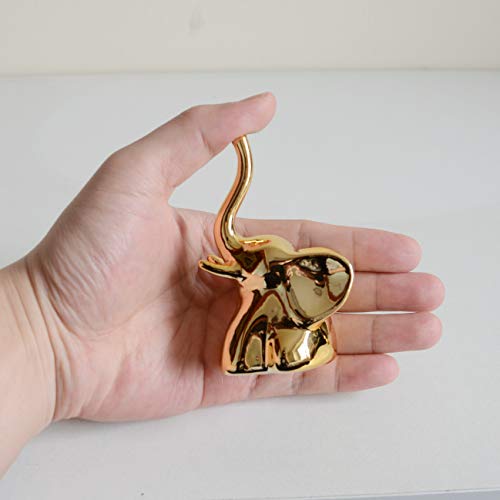 Home Decor Elephant Statues,1 Pair, Small Decorative Accents for Shelves, Livingroom and Bedroom, Gold and White - Image 5