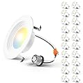 Amico 20 Pack 4 inch LED Can Lights, Retrofit Recessed Lighting, Baffle Trim, Dimmable, 8.5W=60W, 650LM, 5CCT- 2700K/3000K/4000K/5000K/6000K Selectable- IC & Damp Rated, ETL & FCC Certified