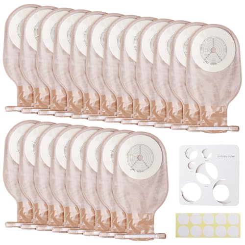 20 bolsas de colostomía: bolsas de ostomía de una sola pieza para mujeres y hombres, bolsas de ostomía desechables, bolsa de ostomía drenable de una pieza para el suministro de ileostomía, 15-65 mm