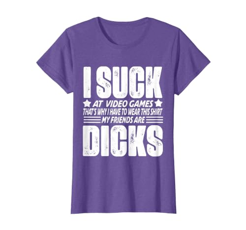 I Suck at Video Games Loser Trophy T-Shirt, Women, Purple Heather, Large