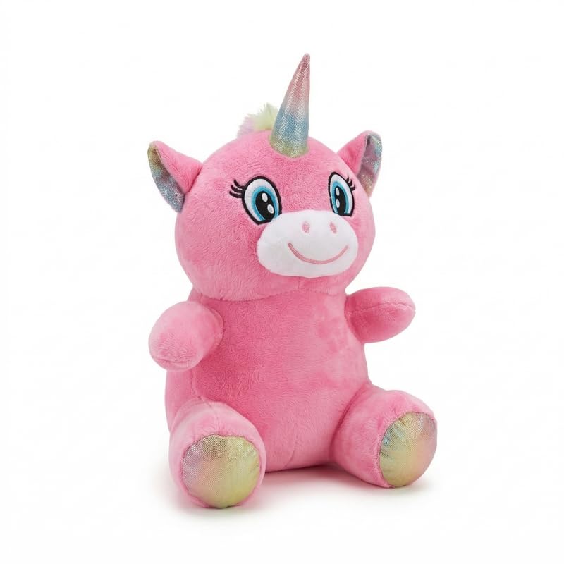 Image of HUG 'n' FEEL SOFT TOYS 25 cm Sitting Unicorn Plush Toy - Cute Small Unicorn Stuffed Animal Soft Huggable Doll for Kids, Girls & Birthday Gifts