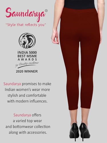 Image of Saundarya Calf Length Leggings for Women Sizes: Small Size (S /M) for 26-30 inches Waist, Regular Size (L /XL) for 30-36 inches Waist and Plus Size (2XL /3XL) for 36-40 inches Waist