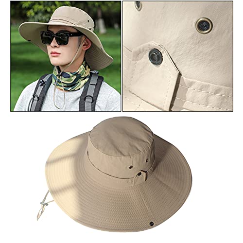 YIJU Homens Adultos Grande Aba Larga Chapéu de Balde Sol Poliéster Proteção Anti UV Cap Boonie para