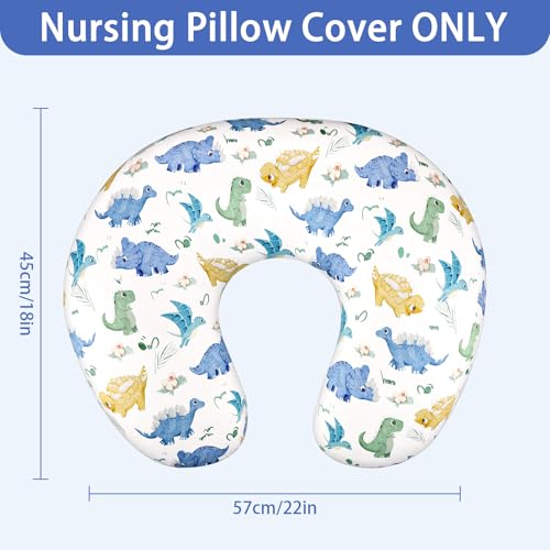 Image of TANOFAR Nursing Pillow Cover, Stretchy Removable Breastfeeding Pillow Cover, Ultra Soft Snug Fits On Newborn Feeding Pillow Case for Baby Boys, Dinosaur