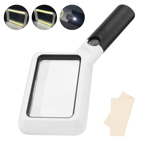 Rongon Handheld Reading Magnifier, Magnifying Glass with Lights, 2X 20X Lighted Magnifying Lens, Loupe Magnifiers for Close Work, Inspection, Newspaper, Exploring