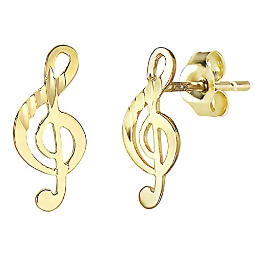 Ritastephens 14k Yellow Gold Music Note G Clef Treble Musical Stud Earrings Small2