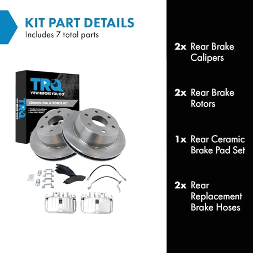 Image of TRQ Rear Brake Pad & Rotor Kit Ceramic Compatible with 2002 Chevrolet Silverado 1500 GMC Sierra 1500