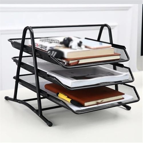Porta documenti in metallo a tre livelli per forniture per ufficio Vassoio dati argento Sto nizer Der Sle File Rack per Home Office Desktop