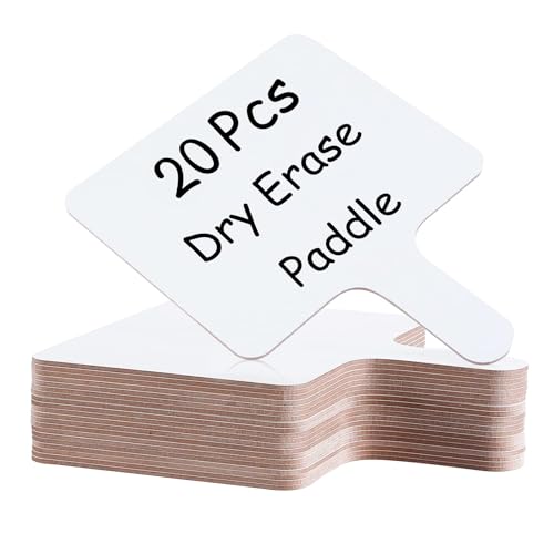 20 PCS 8 x 10 Inch Dry Erase Paddle, Handheld Wooden White Board Double Sided Dry Erase Signs Auction Paddles for Students Classroom Office Meeting Voting Answers Shower Games Party (20)