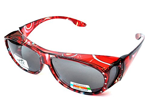 Polarized Rhinestone Wear Over Sunglasses- Size Large -Oval Rectangular Fit Over Lens Cover Sunglasses