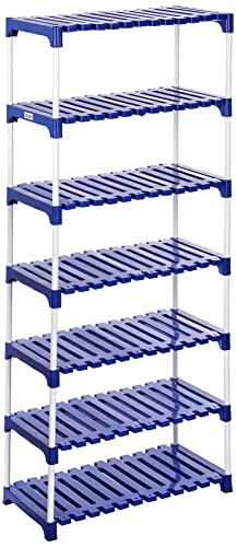 Amazon Brand - Solimo Stainless Steel Multipurpose Rack For Shoes And Clothes, 7 Racks, Blue (B0B9823PHS) Amazon Price History, Amazon Price Tracker