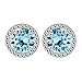 Hypoallergenic Handmade Cubic Zirconia March Aquamarine Blue Birthstone Austrian Crystal 18k Rhodium Plated Solitaire Stud Earrings
