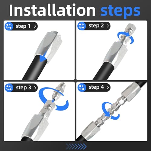 Image of 4PCS Reusable Hydraulic Hose Fittings Repair Kit, 1 /2'' 3 /8'' 1 /4'' Hydraulic Hose Fittings, Hydraulic Hose Field Repair Kit fit for SAE 100R1 1-wire for SAE 100R2 R16 R17 R19 2-wire Hydraulic Hoses