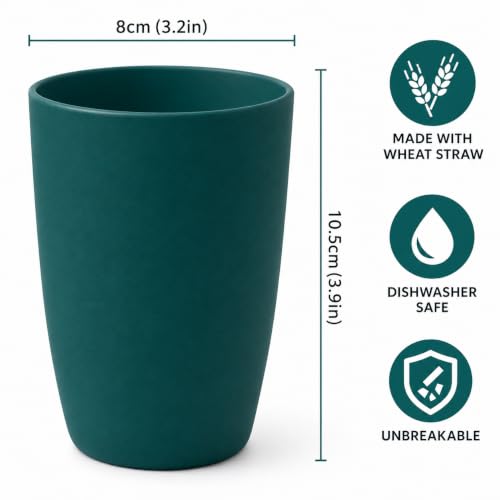 Image of Wheat Straw Cups - Set of 6 Reusable 400ml Drinking Glasses | Unbreakable Lightweight Tumblers for Water, Juice, Tea, Coffee | Home, Kitchen, Outdoor Use (Multicolor)