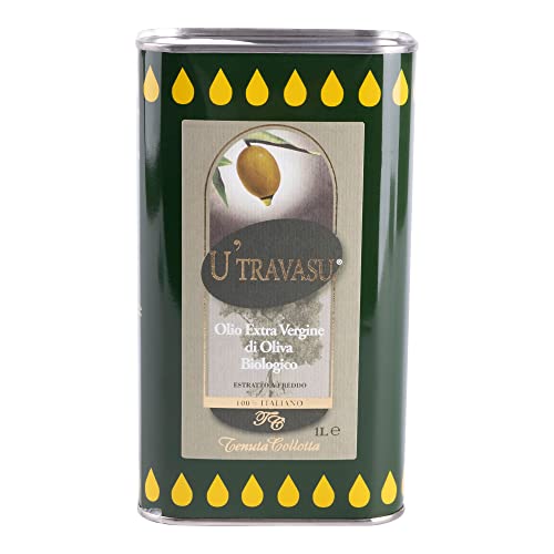 U'Travasu® - Olio extravergine di oliva Biologico latta 1l - 100% italiano - Prodotto in Sicilia - Estratto a freddo