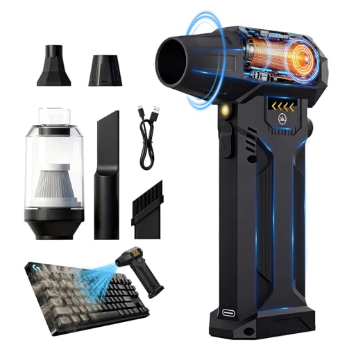 Electric Air Duster, 380000RPM High-Speed Compressed Air Blower, Replace Disposable Air Cans, Adjustable Speed for Key Board/PC/Car/Home/Outdoor, LED Light, Reusable（DC-5V）