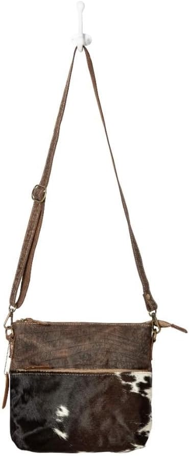 Myra Bag Cow Print Purses for Women - Canvas and Hairon Bag with Leather Shoulder Strap, Western Style Women's Purses