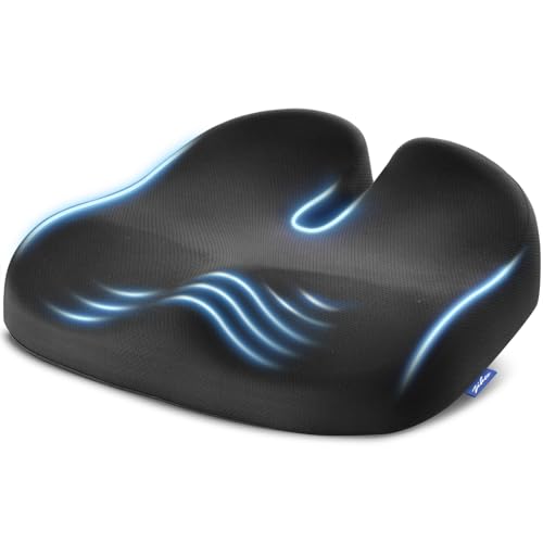 ZIKEE Ergonomic Seat Cushion with Thigh Relief Slope, High-Density Memory Foam Office Chair Cushions...