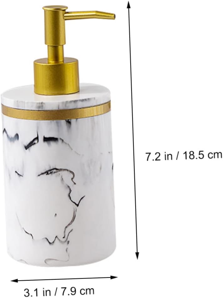 MAGICLULU 5 Pcs Resin Bathroom Accessory Set Elegant Marble Look Soap Dish Liquid Pump Bottles Mouthwash Cups Smooth Surface Decorative and Practical for Home Use