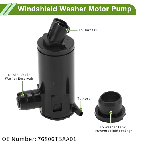 VekAuto Windshield Washer Pump with Rubber Ring for ACURA INTEGRA 2023 Washer Fluid Pump Windshield Wiper Pump No.76806TBAA01 Black 1 Pc by VekAuto - Used condition - Image 4