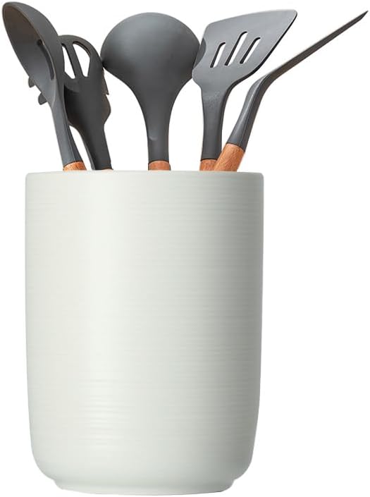Utensil Holder for Counter Black Ceramic,Utensil Crock Large Utensil Holder for Kitchen Tools Utensil Caddy